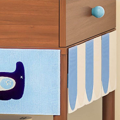 Contemporary Creative Rectangular Cat Pattern Particle Board Fabric Ceramic PU Leather Height-Adjustable Pet Storage Cabinet With 1 Drawer For Living Room