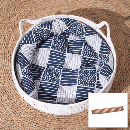 Contemporary Creative Cylindrical Cat Ear Design Cotton Rope Fabric Bamboo Cat Bed Toy Ball For Bedroom