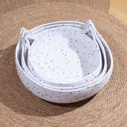 Contemporary Creative Cylindrical Cat Ear Design Cotton Rope Fabric Bamboo Cat Bed Toy Ball For Bedroom