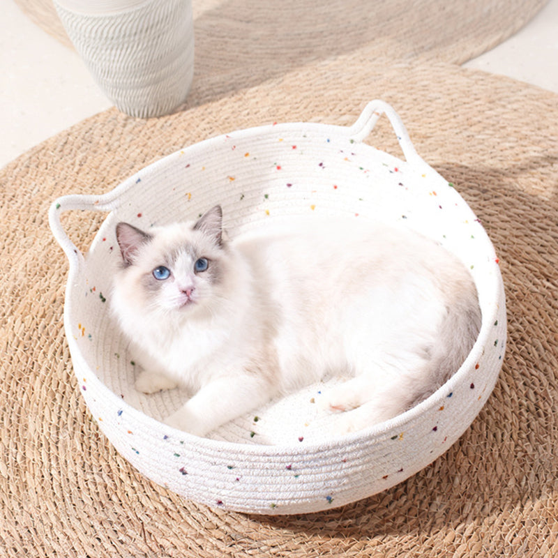 Contemporary Creative Cylindrical Cat Ear Design Cotton Rope Fabric Bamboo Cat Bed Toy Ball For Bedroom