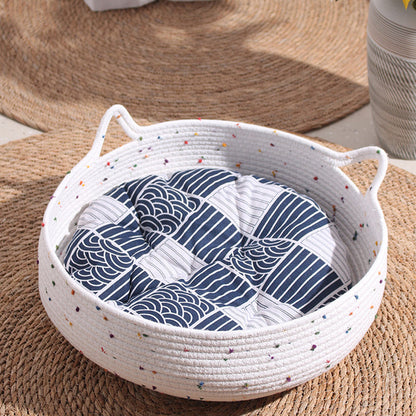 Contemporary Creative Cylindrical Cat Ear Design Cotton Rope Fabric Bamboo Cat Bed Toy Ball For Bedroom