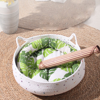 Contemporary Creative Cylindrical Cat Ear Design Cotton Rope Fabric Bamboo Cat Bed Toy Ball For Bedroom
