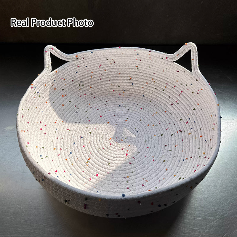 Contemporary Creative Cylindrical Cat Ear Design Cotton Rope Fabric Bamboo Cat Bed Toy Ball For Bedroom