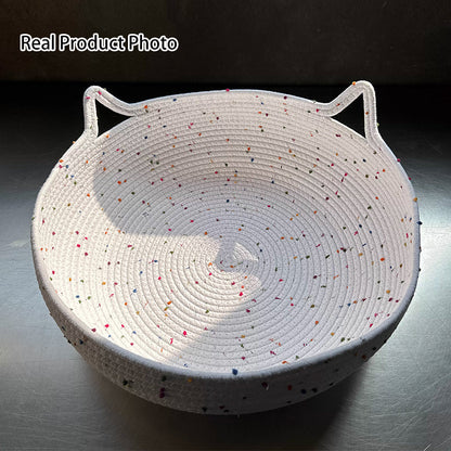 Contemporary Creative Cylindrical Cat Ear Design Cotton Rope Fabric Bamboo Cat Bed Toy Ball For Bedroom