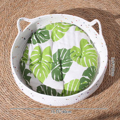 Contemporary Creative Cylindrical Cat Ear Design Cotton Rope Fabric Bamboo Cat Bed Toy Ball For Bedroom