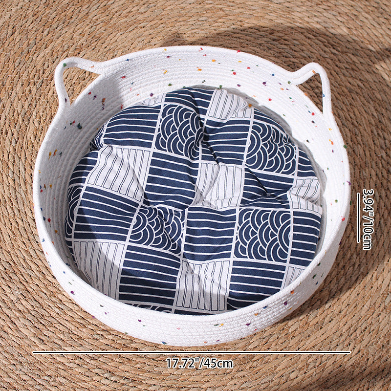Contemporary Creative Cylindrical Cat Ear Design Cotton Rope Fabric Bamboo Cat Bed Toy Ball For Bedroom