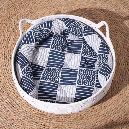 Contemporary Creative Cylindrical Cat Ear Design Cotton Rope Fabric Bamboo Cat Bed Toy Ball For Bedroom