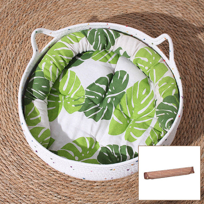 Contemporary Creative Cylindrical Cat Ear Design Cotton Rope Fabric Bamboo Cat Bed Toy Ball For Bedroom