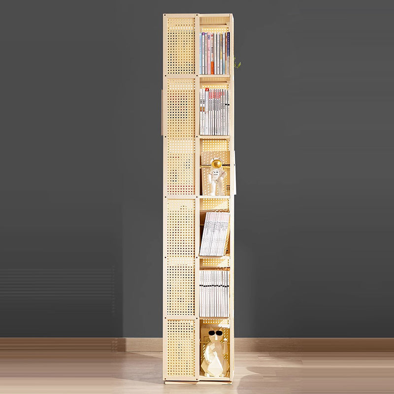 Modern Minimalist Rectangular Nanmu Bamboo Composite Board ABS Acrylic Rotating Bookshelf 4/5/6 Tier For Home & Office