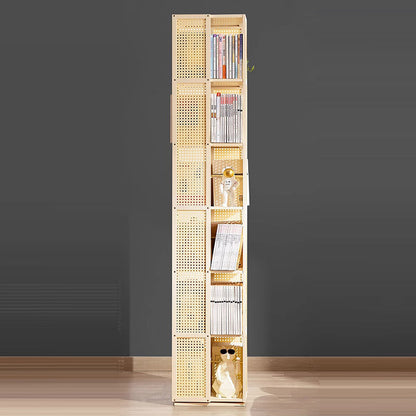 Modern Minimalist Rectangular Nanmu Bamboo Composite Board ABS Acrylic Rotating Bookshelf 4/5/6 Tier For Home & Office