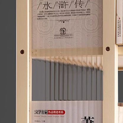 Modern Minimalist Rectangular Nanmu Bamboo Composite Board ABS Acrylic Rotating Bookshelf 4/5/6 Tier For Home & Office