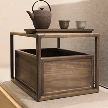 Traditional Japanese Rectangular Walnut Plywood Coffee Table 1 - Storage For Living Room