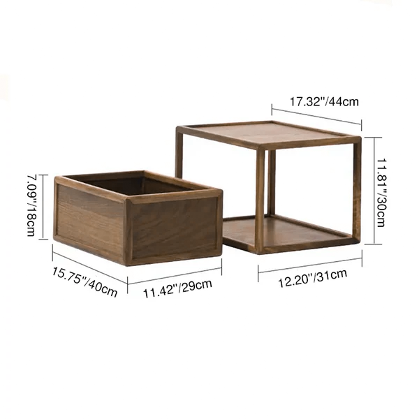 Traditional Japanese Rectangular Walnut Plywood Coffee Table 1 - Storage For Living Room