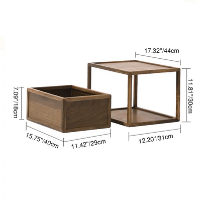 Traditional Japanese Rectangular Walnut Plywood Coffee Table 1 - Storage For Living Room