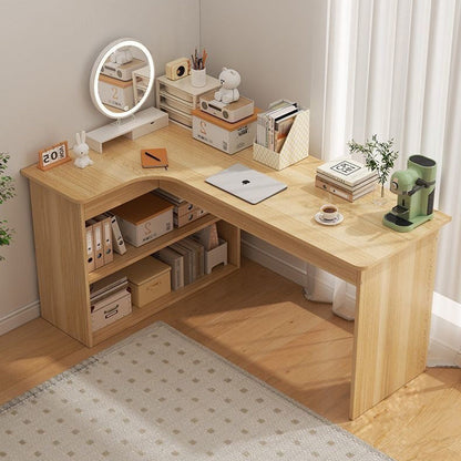 Modern Minimalist L-Shaped Rectangular Medium Density Fiberboard Desk 3-Tier For Bedroom