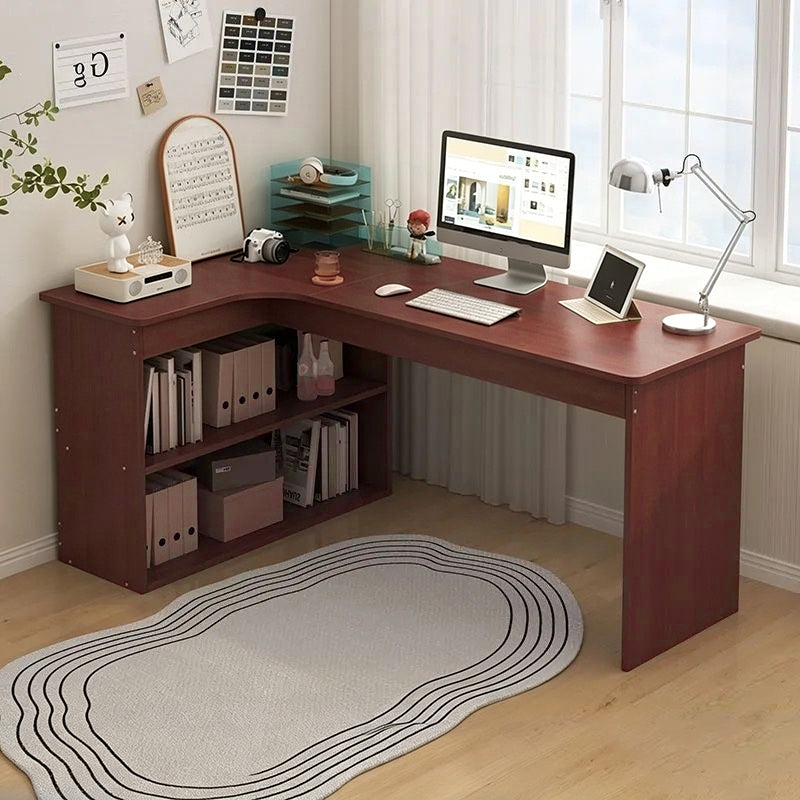 Modern Minimalist L-Shaped Rectangular Medium Density Fiberboard Desk 3-Tier For Bedroom