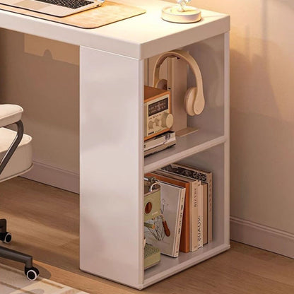 Modern Minimalist Rectangular L-Shaped Particle Board Desk With Bookshelf 8/10 Storage For Home Office
