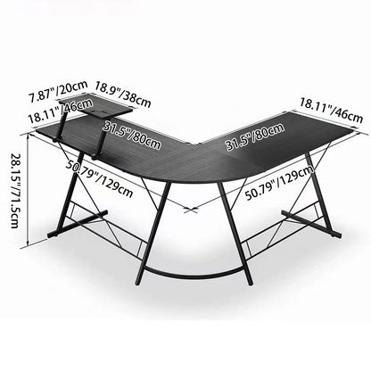 Modern Minimalist Rectangular L-Shaped Iron Medium Density Fiberboard Desk 2-Tier For Home Office