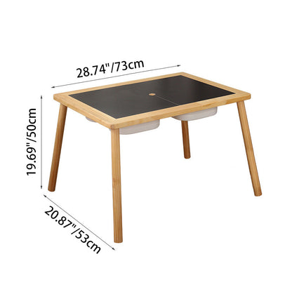 Modern Minimalist Rectangular Pine Medium Density Fiberboard Kids Desk & Chair Set 3-Storage For Bedroom