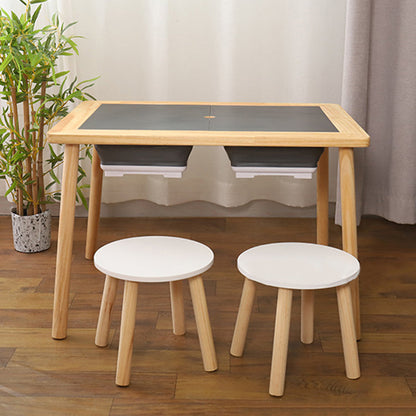 Modern Minimalist Rectangular Pine Medium Density Fiberboard Kids Desk & Chair Set 3-Storage For Bedroom