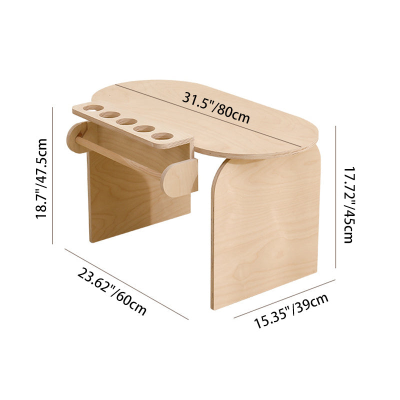 Contemporary Scandinavian Rectangular Plywood Kids Desk & Chair Set 2-Tier For Bedroom