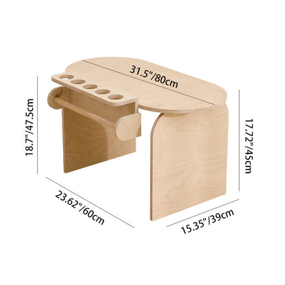 Contemporary Scandinavian Rectangular Plywood Kids Desk & Chair Set 2-Tier For Bedroom