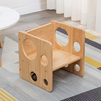 Contemporary Scandinavian Rectangular Round Pine Wood Kids Desk & Chair Set 1-Tier For Bedroom