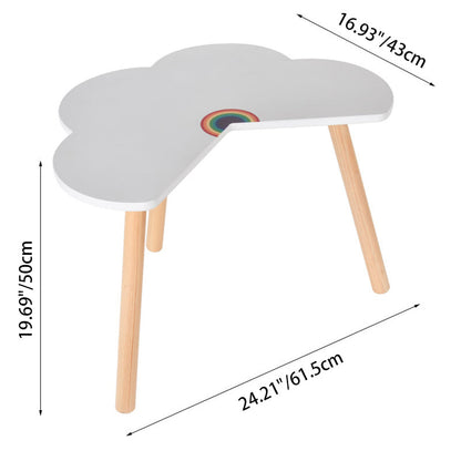 Contemporary Scandinavian Curved Cloud-Patterned Rainbow Pine Medium Density Fiberboard Kids Desk & Chair Set 1-Tier For Bedroom