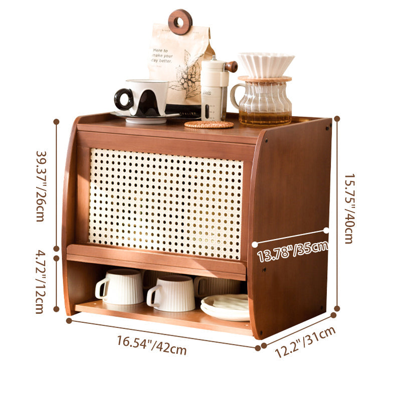 Traditional Japanese Rectangular Plastic Bamboo Desktop Storage Shelf 3-Tier For Kitchen