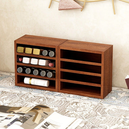 Contemporary Scandinavian Rectangular Pine Plywood Desktop Storage Shelf 4-Tier For Bedroom