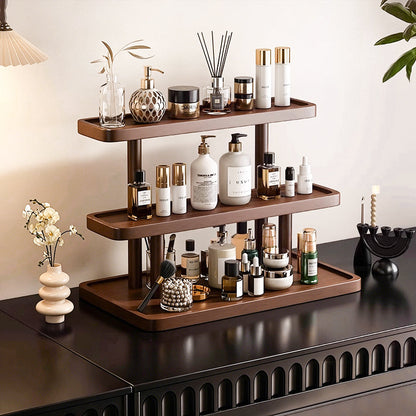 Contemporary Scandinavian Rectangular Oval Pine Desktop Storage Shelf 2/3 Tier For Bedroom
