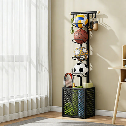 Modern Minimalist Rectangular Carbon Steel Display Rack 4-Tier 1-Storage For Living Room