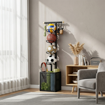 Modern Minimalist Rectangular Carbon Steel Display Rack 4-Tier 1-Storage For Living Room