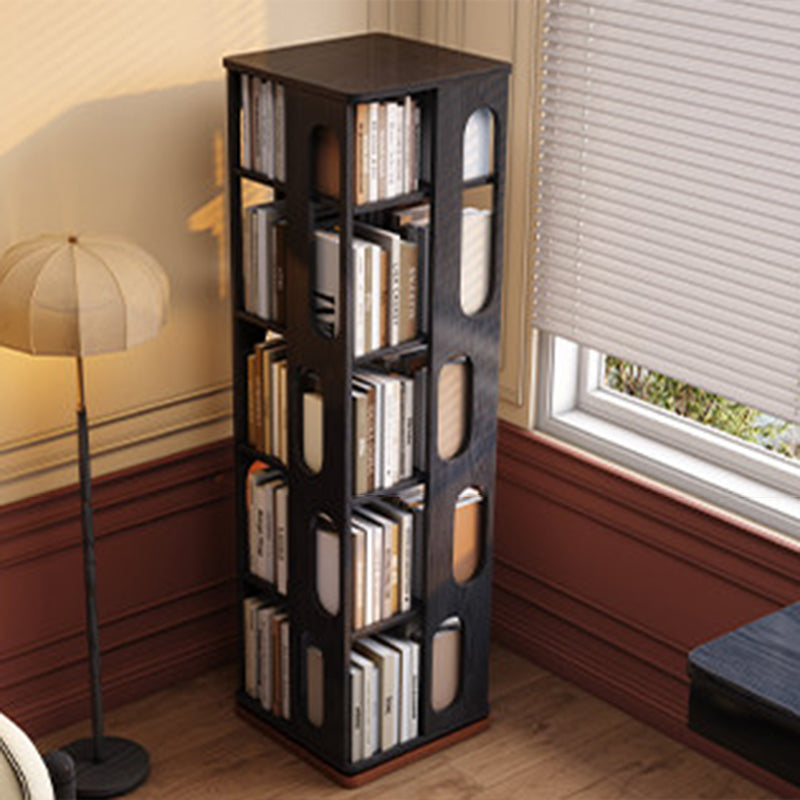 Contemporary Ash Wood Bookcase Storage Organizer - Rectangular 360° Rotating Solid Wood Bookshelf Tower 3/4/5/6 Tier For Home Office