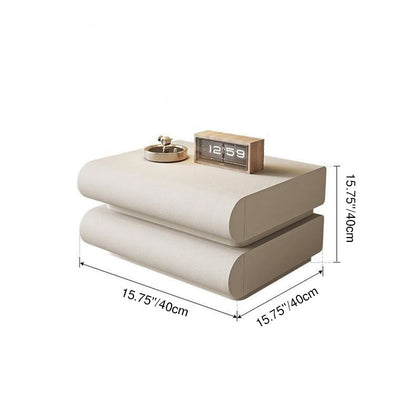 Modern Minimalist Rectangular Solid Wood Medium Density Fiberboard Microfiber Leather Nightstand 2-Drawer For Bedroom