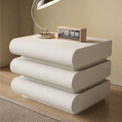 Modern Minimalist Rectangular Solid Wood Medium Density Fiberboard Microfiber Leather Nightstand 2-Drawer For Bedroom