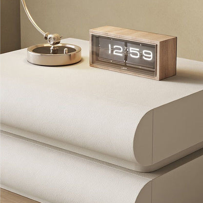 Modern Minimalist Rectangular Solid Wood Medium Density Fiberboard Microfiber Leather Nightstand 2-Drawer For Bedroom