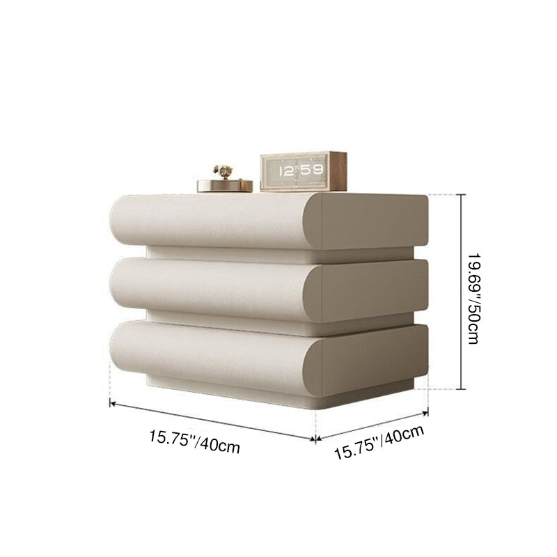 Modern Minimalist Rectangular Solid Wood Medium Density Fiberboard Microfiber Leather Nightstand 2-Drawer For Bedroom