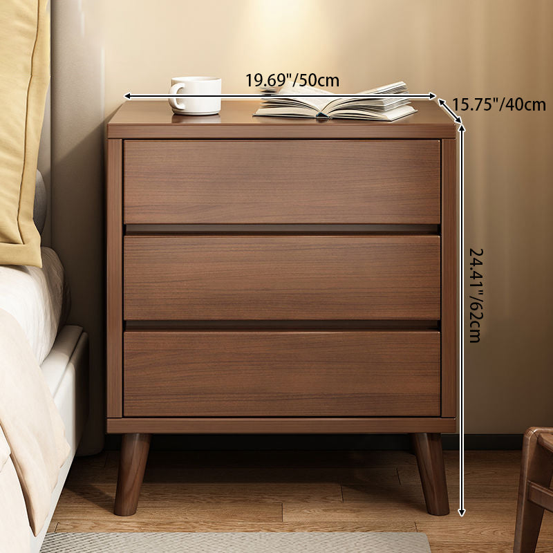 Modern Minimalist Solid Wood Eco-Board Rectangular Nightstand 2/3 Drawers For Bedroom