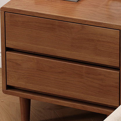 Modern Minimalist Multi-layer Solid Wood Rectangular Nightstand 2-Drawer For Bedroom