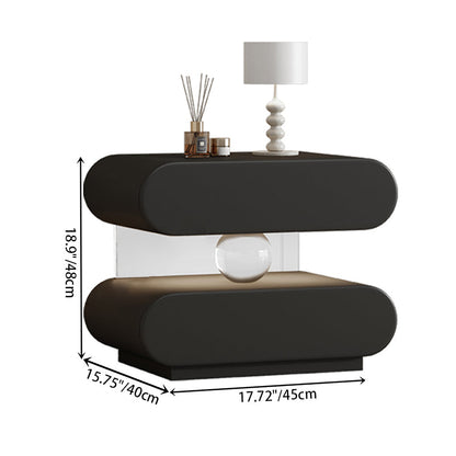 Modern Minimalist Rectangular Oval Solid Wood Cat Scratch Leather Acrylic Crystal Sensor Light Nightstand 2-Drawer Bedroom