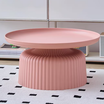Contemporary Creative PP Round Striped Base Coffee Table For Living Room