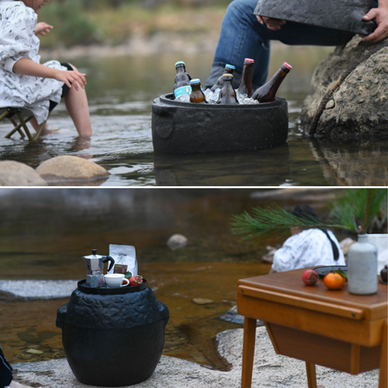 Oriental Stone-Inspired EPP Storage Stool & Side Table - Lightweight Indoor Outdoor Ottoman