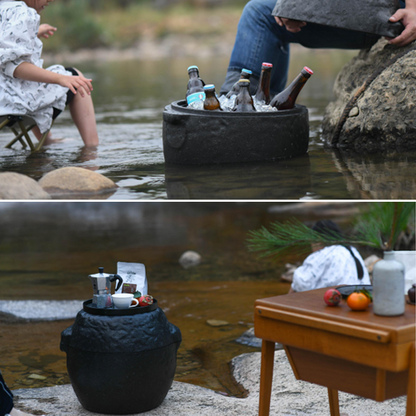 Oriental Stone-Inspired EPP Storage Stool & Side Table - Lightweight Indoor Outdoor Ottoman