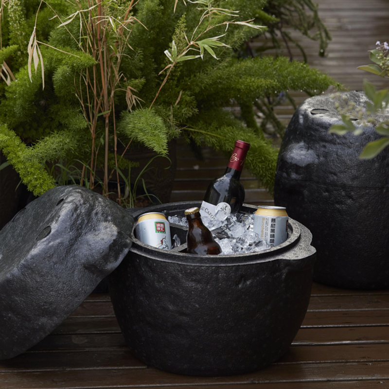 Oriental Stone-Inspired EPP Storage Stool & Side Table - Lightweight Indoor Outdoor Ottoman