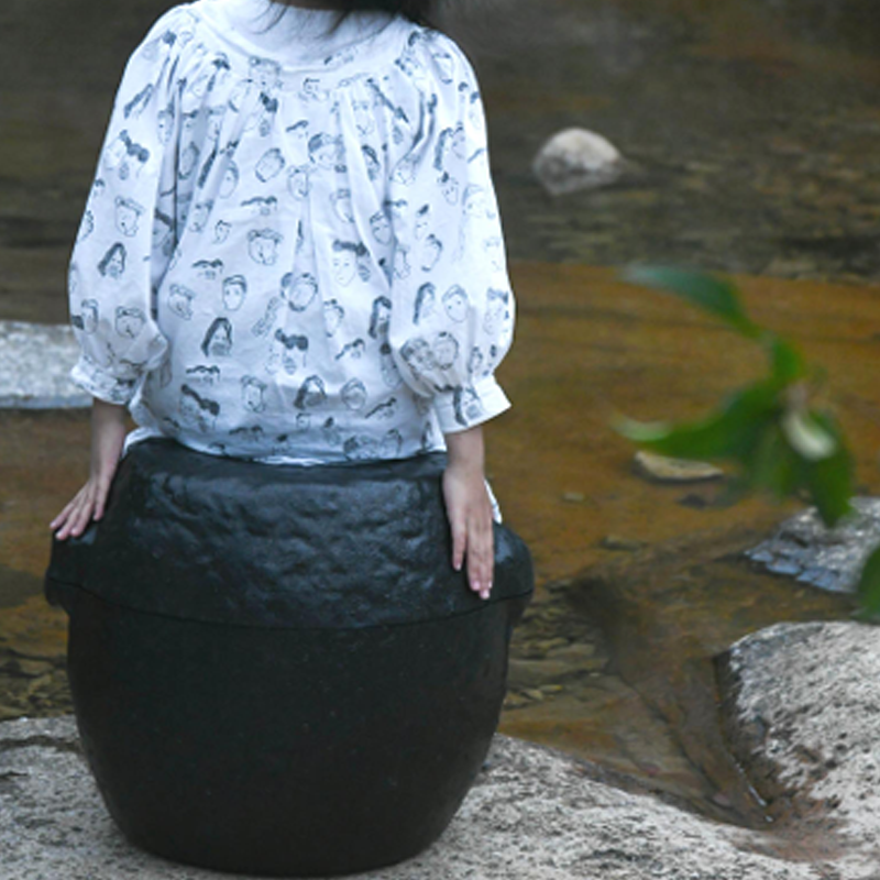 Oriental Stone-Inspired EPP Storage Stool & Side Table - Lightweight Indoor Outdoor Ottoman