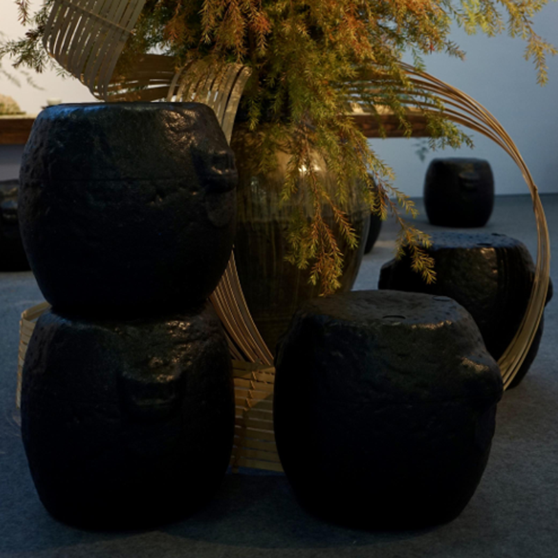 Oriental Stone-Inspired EPP Storage Stool & Side Table - Lightweight Indoor Outdoor Ottoman