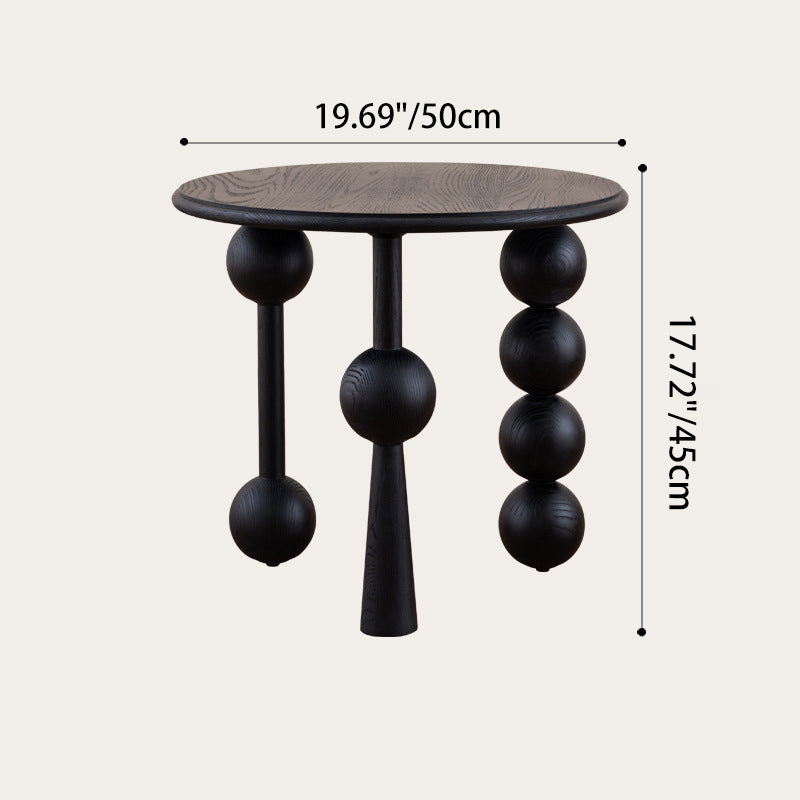 Traditional Vintage Round Multi-Layer Solid Wood Plywood White Ash Wood Solid Wood Side Table For Living Room