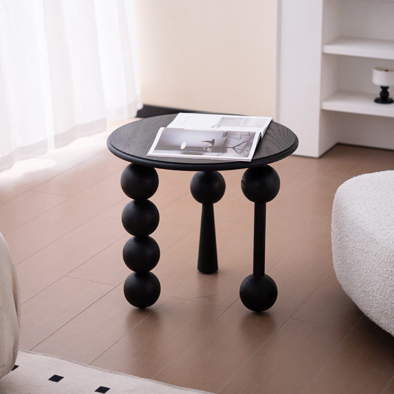 Traditional Vintage Round Multi-Layer Solid Wood Plywood White Ash Wood Solid Wood Side Table For Living Room