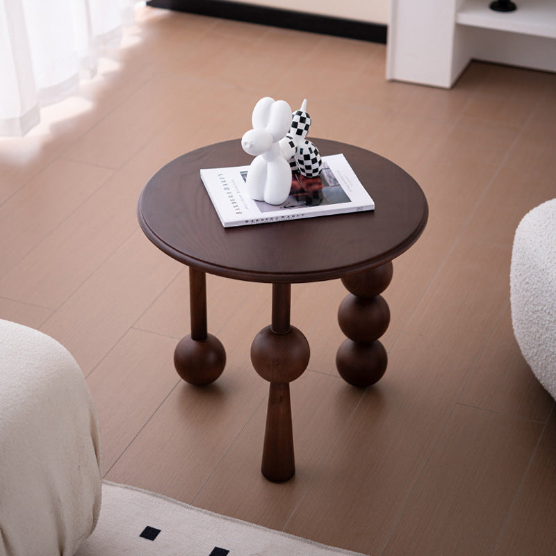 Traditional Vintage Round Multi-Layer Solid Wood Plywood White Ash Wood Solid Wood Side Table For Living Room